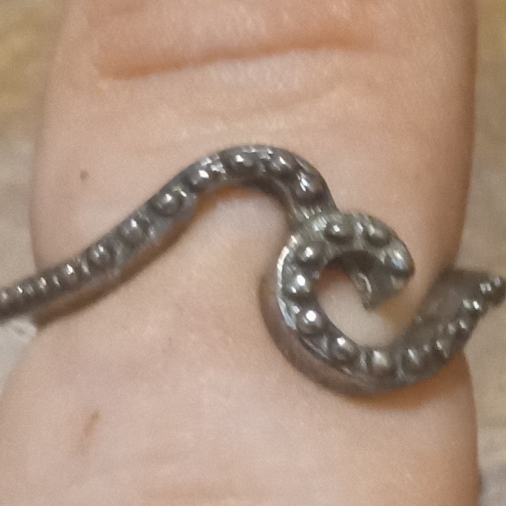 New Sterling Silver Beaded Wave Ring